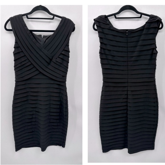 ADRIANNA PAPELL Criss Cross midi length black sleeveless evening dress. 12 - Picture 1 of 11